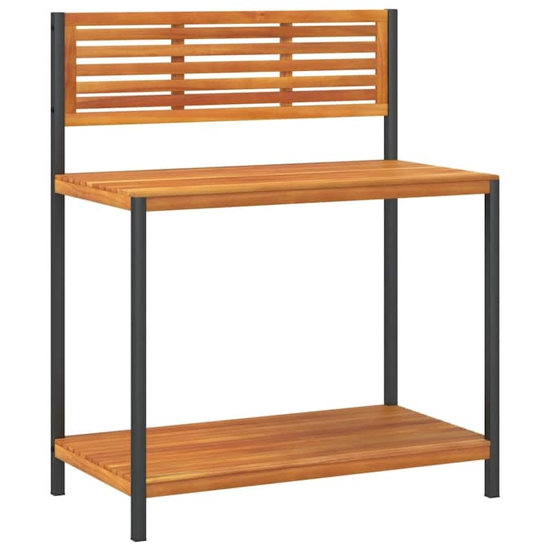 vidaXL Work Table Natural Wood and Black - 19.7 x 35.4 x 43.3