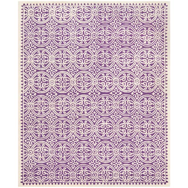 SAFAVIEH Handmade Cambridge Myrtis Moroccan Wool Rug - 11' x 15' - Purple/Ivory