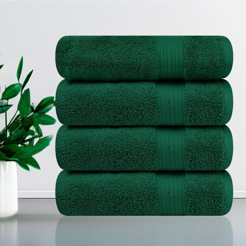Cotton 600GSM Absorbent Bath Towels 30x54 Inch - 4 Pcs - Green