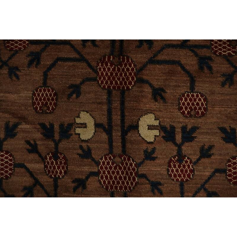 Hand Knotted Oriental 100% Wool Carpet Transitional Floral Brown Khotan Area Rug - 8' 11'' X 5' 6''