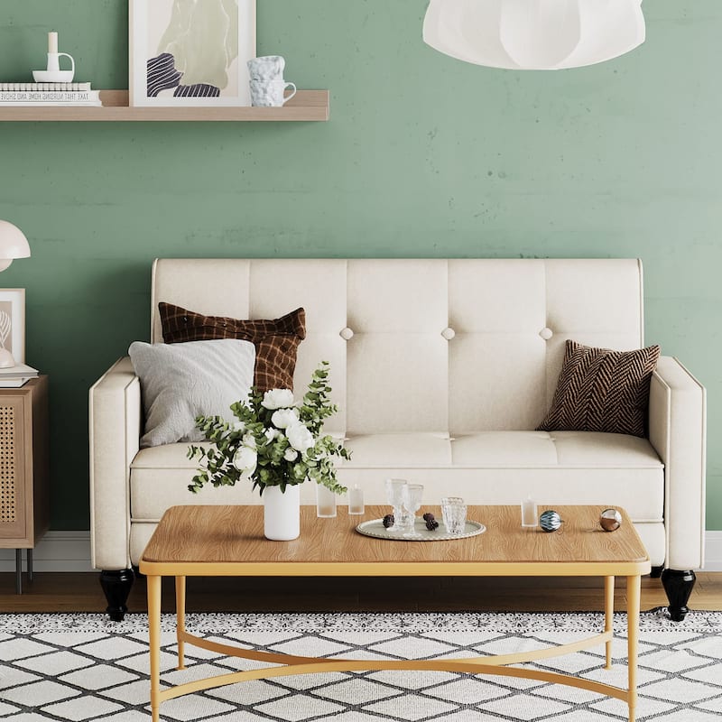 Love Seat Mini Couch Small Settee Loveseat Bench for Living Room Small Spaces, Upholstered Small Loveseat Sofa Couches with