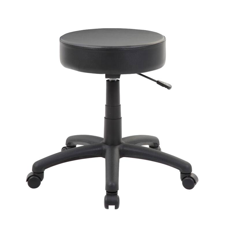 Swivel Stool with 18-23 Inch Adjustable Height, Round Black Vinyl Seat