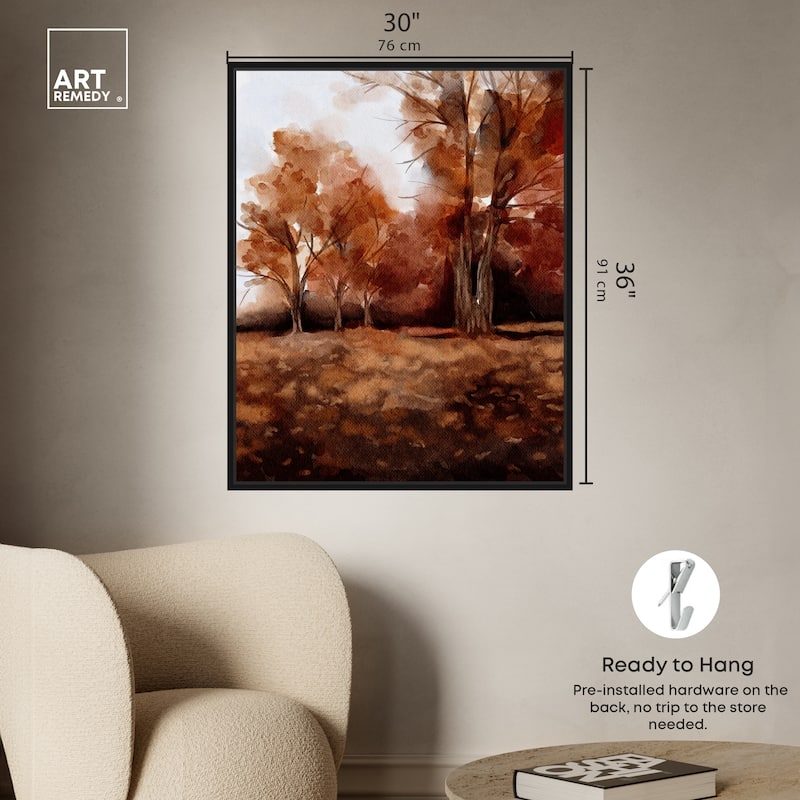 Art Remedy November Landscape Framed Landscape 1 Piece Canvas Wall Art Watercolor Style