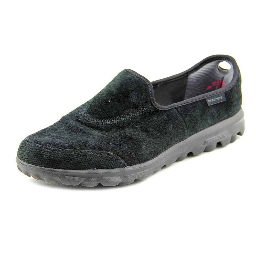 Shop Skechers Go Walk Winter Women Round Toe Suede Black Walking Shoe Overstock 14360291