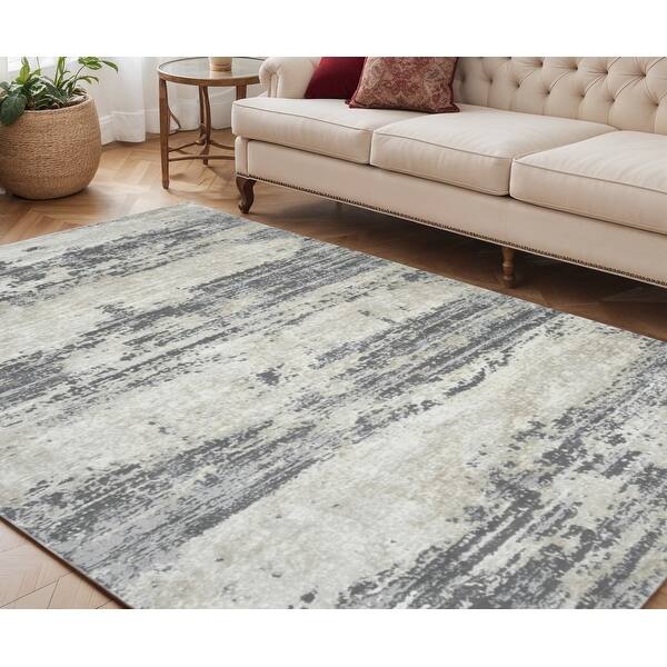 HomeRoots 5' X 8' Ivory Beige And Gray Abstract Area Rug - 5' x 8 ...