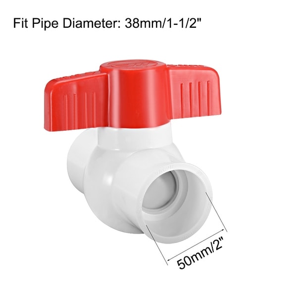 PVC Ball Valve Supply Tube Knob Sliding Ends 1-1/4 inches Inner Hole Diameter Red White 2 Pieces