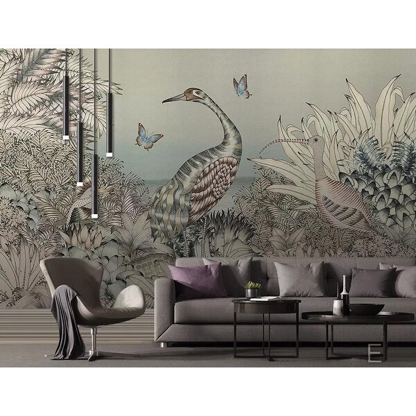 Forest Medieval Bird Charcoal Jungle Drawing Retro Removable Textured  Wallpaper  Bed Bath  Beyond  33842744