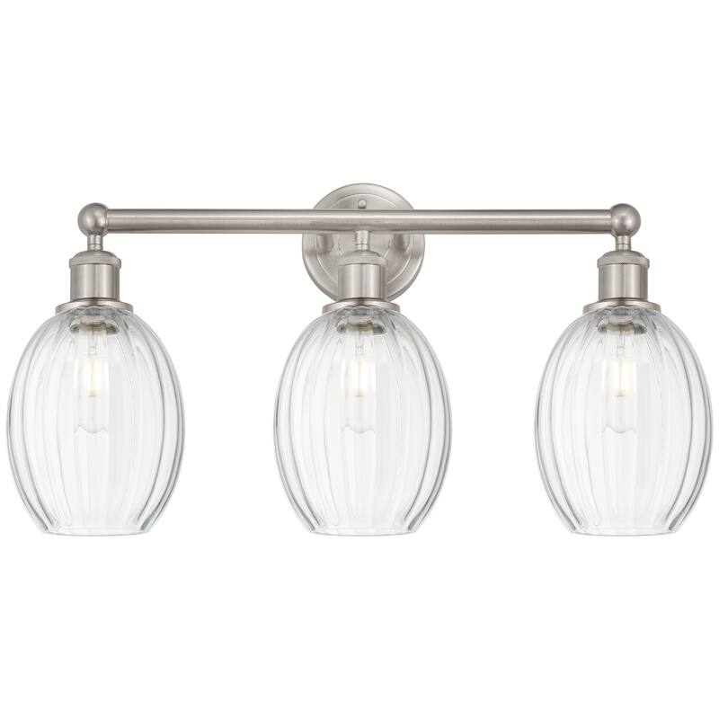 Innovations Lighting Endless Possibilities Edison - Preston - 3 Light 24" Bulb Shade Bath Vanity Light - Clear/Brushed Satin Nickel