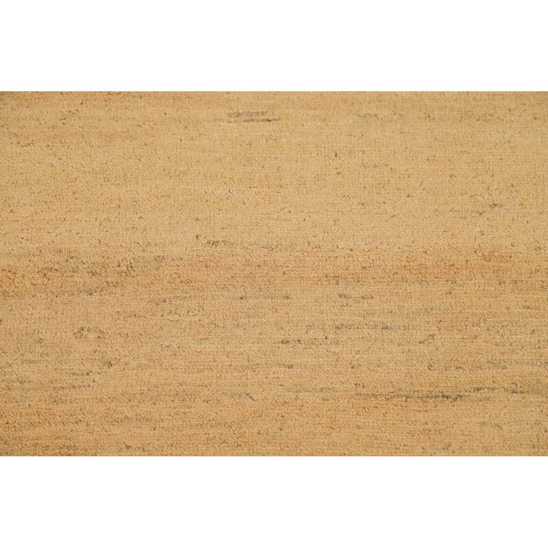 Modern Gabbeh Oriental Foyer Rug Hand-Knotted Yellow Wool Carpet - 3'3"x 4'11"
