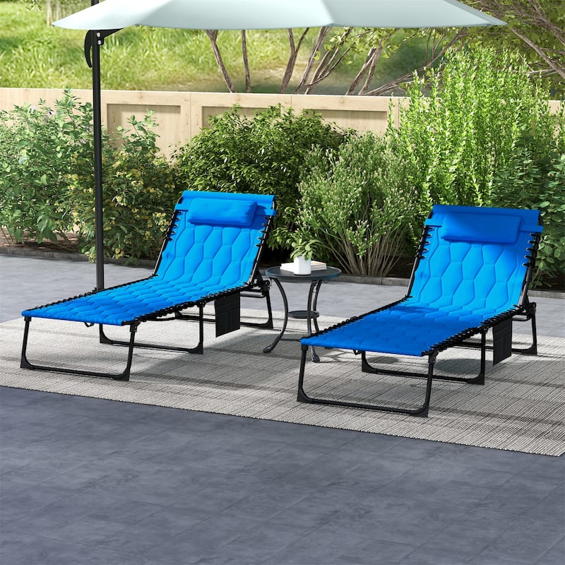 Folding Chaise Lounge Set - Blue