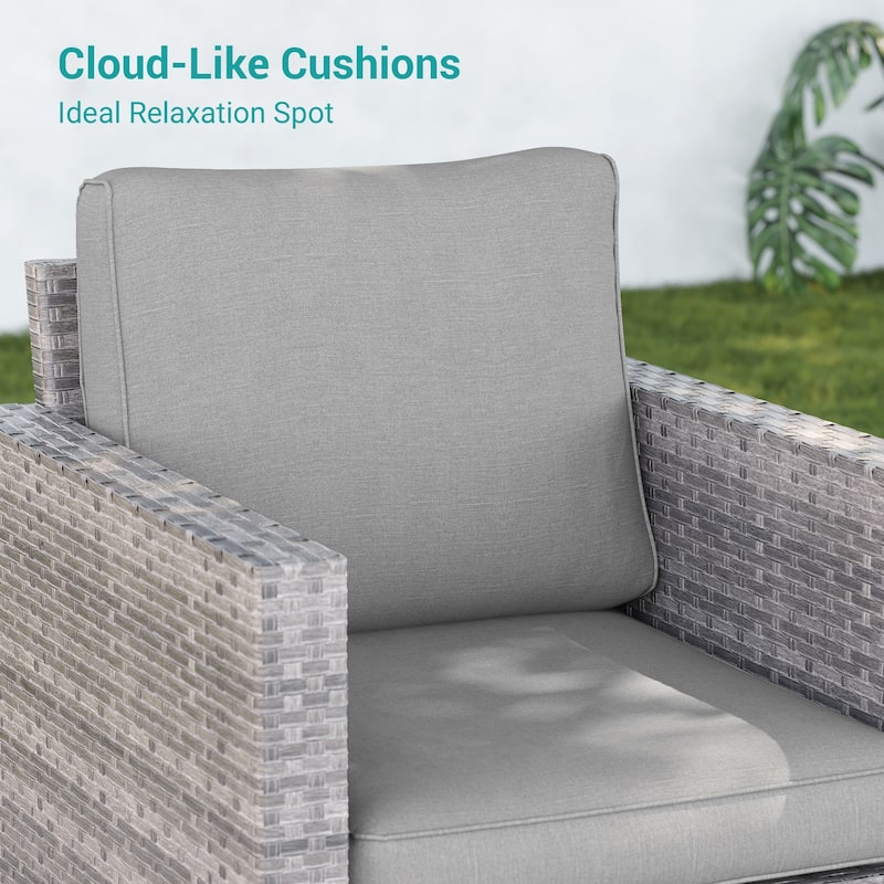 BONOSUKI 5-Piece Patio Sofa Sets Grey Rattan Outdoor Furniture Set
