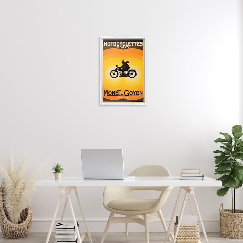 Stupell Vintage Motorcycle Advertisement Framed Giclee Art Design By Marcus Jules
