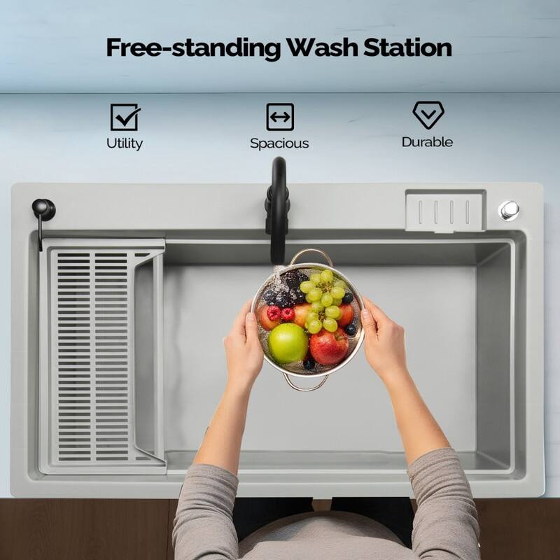 40 In.W Utility Sink Washing Room Sink Big Laundry Tub With Faucet - N/A