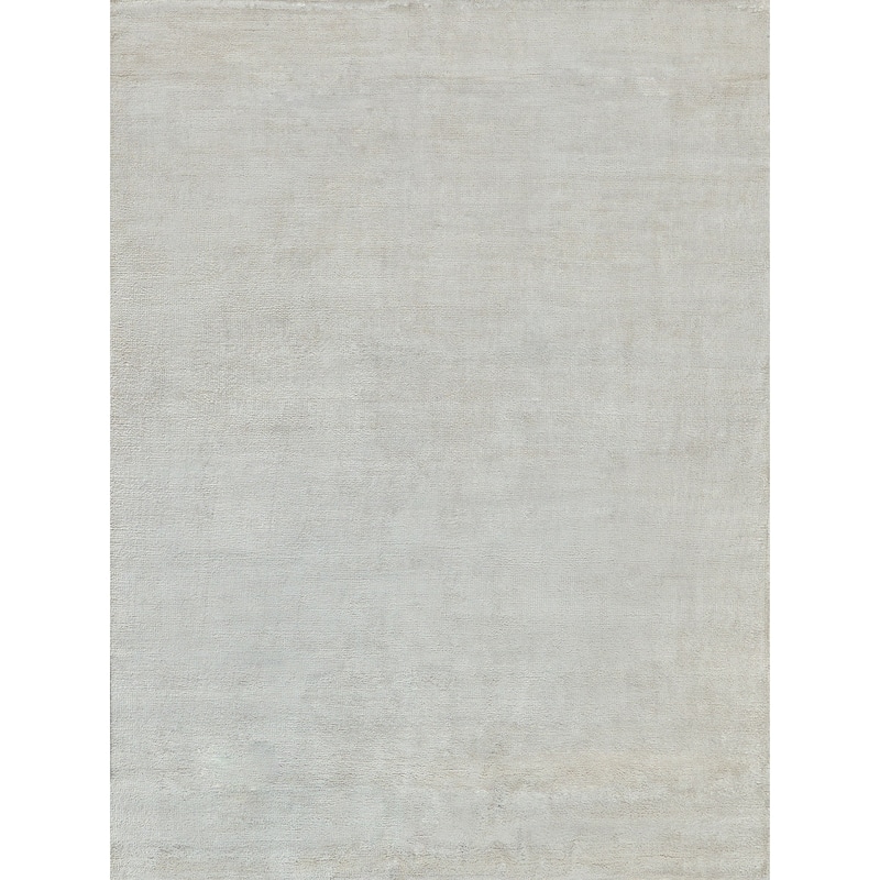 Exquisite Rugs Plush Hand-Knotted Bamboo Silk/New Zealand Wool White Area Rug
