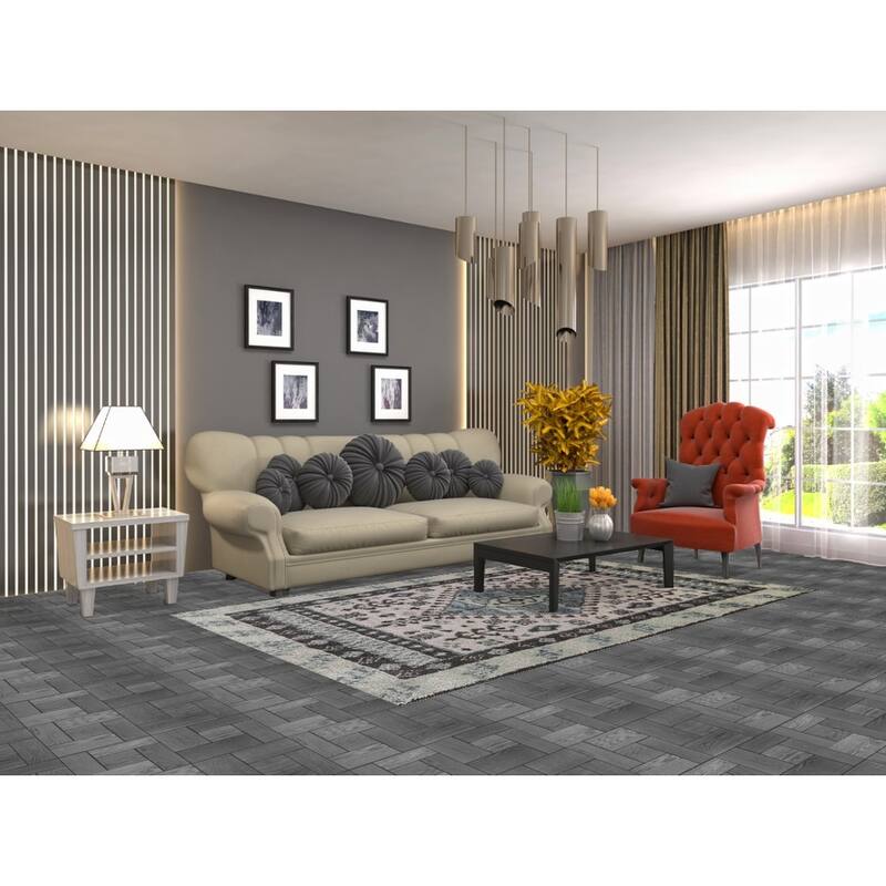 Geometric Plush Moroccan Shaggy Rug Hand-Knotted Wool Carpet - 4'11" x 8'3"