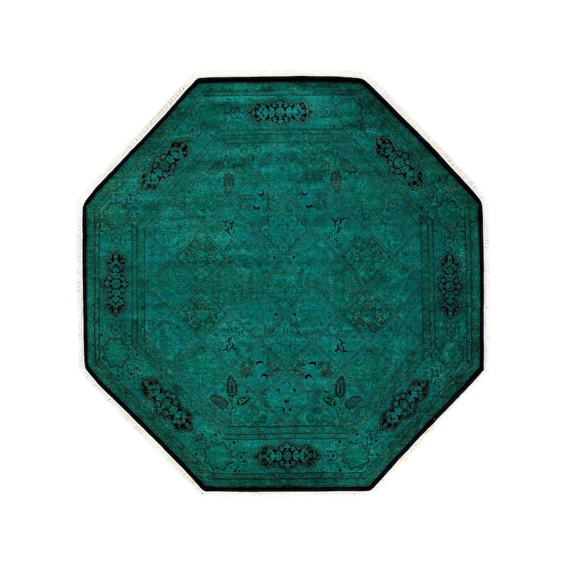 Fine Vibrance, One-of-a-Kind Hand-Knotted Area Rug - Green, 6' 1" x 6' 1" - 6' 1" x 6' 1"