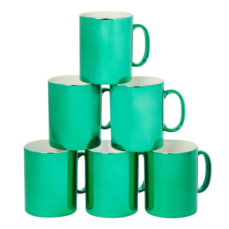Certified International Holiday Lights Green 16 oz. Mugs, Set of 6