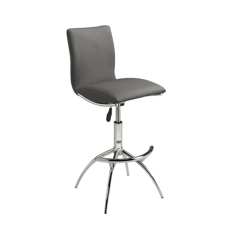 Modern Barstool Leatherette/Chrome Adjustable Height In Black Color - Grey