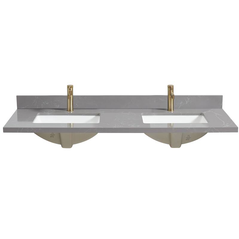Malaga Composite Stone Vanity Top with White Rectangular Sink