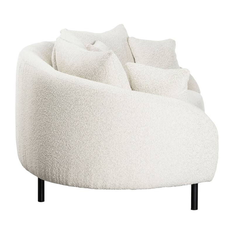 Caleb 82-inch Diameter Rounded Arm Sofa with Boucle Upholstery, Cream