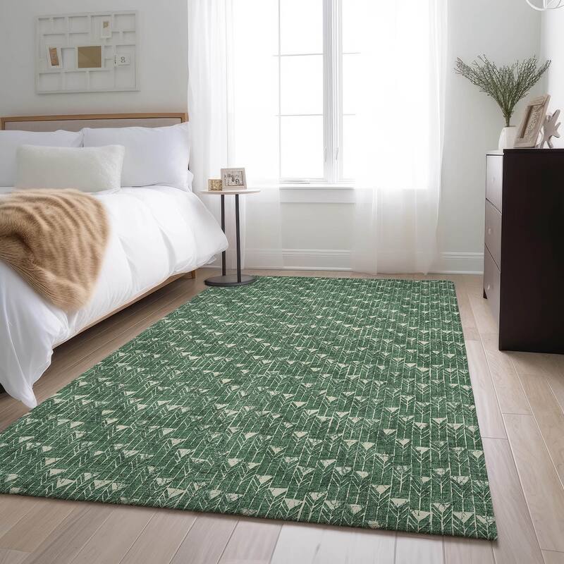 Premium Washable Super Soft Boho Moroccan Modern Mayfield Rug - Green - 5' x 7' 6" - Rectangle
