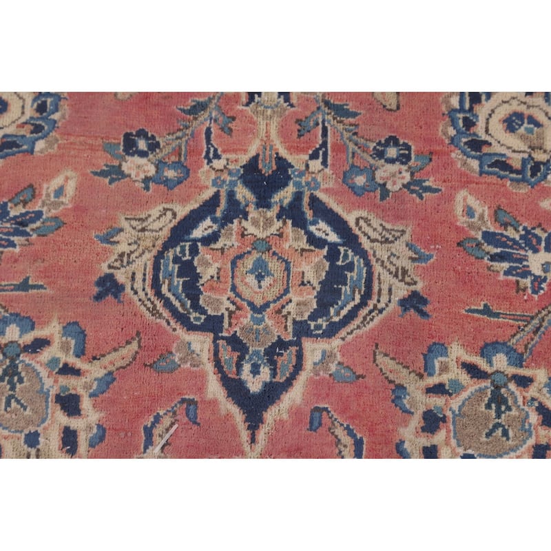 Traditional Kashan Large Persian Vintage Rug Hand-Knotted Wool Carpet - 10'2"x 14'0"