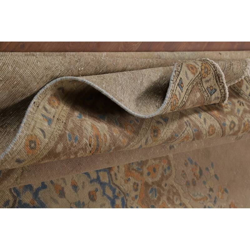 Brown Medallion Tabriz Persian Area Rug Handmade Floral Wool Carpet - 9'7"x 12'3"