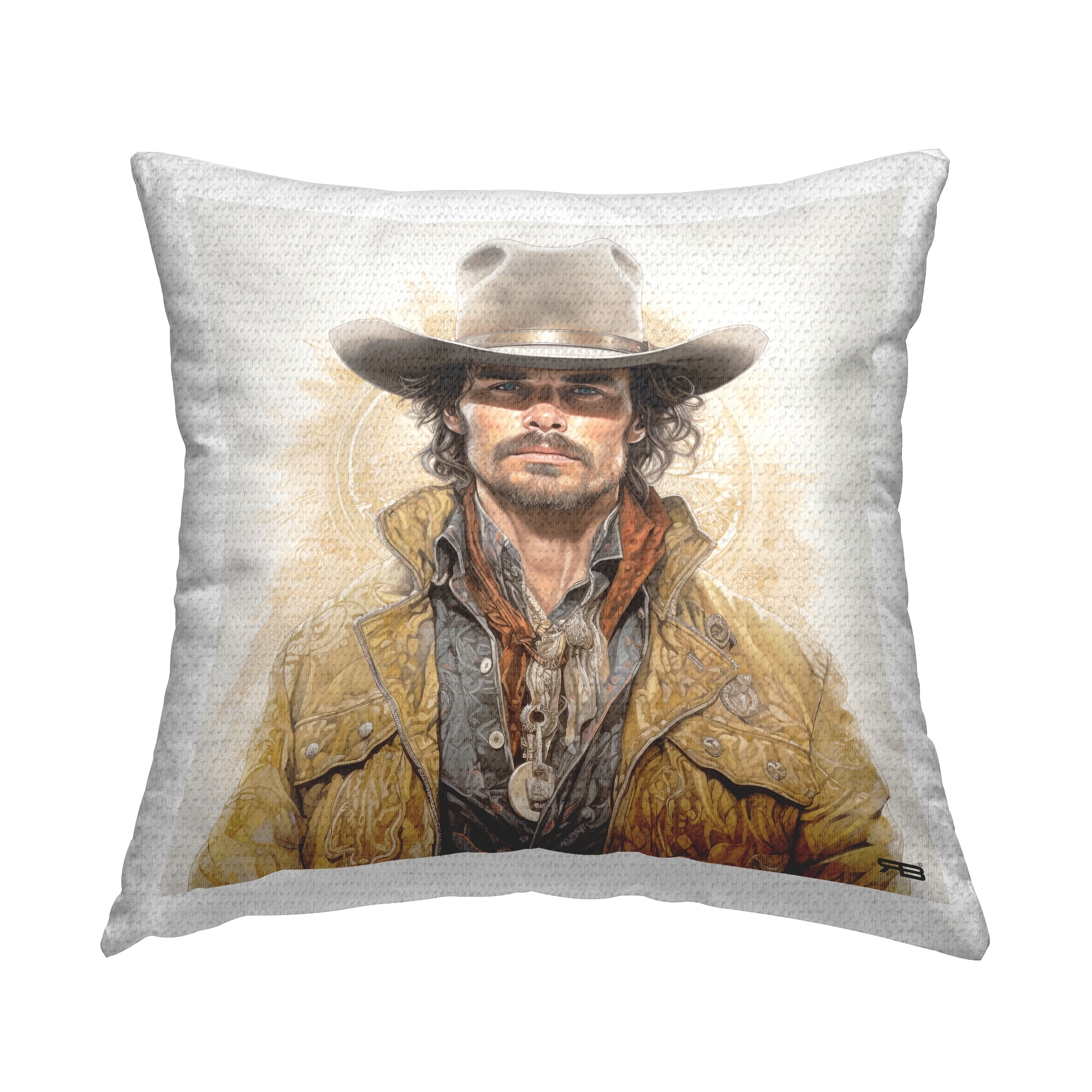 Stupell Southern Cowboy Portrait Printed Outdoor Throw Pillow Design by RB