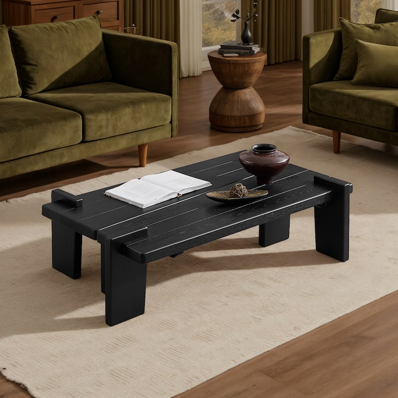Art Leon Solid Ash Wood Coffee Table - Black