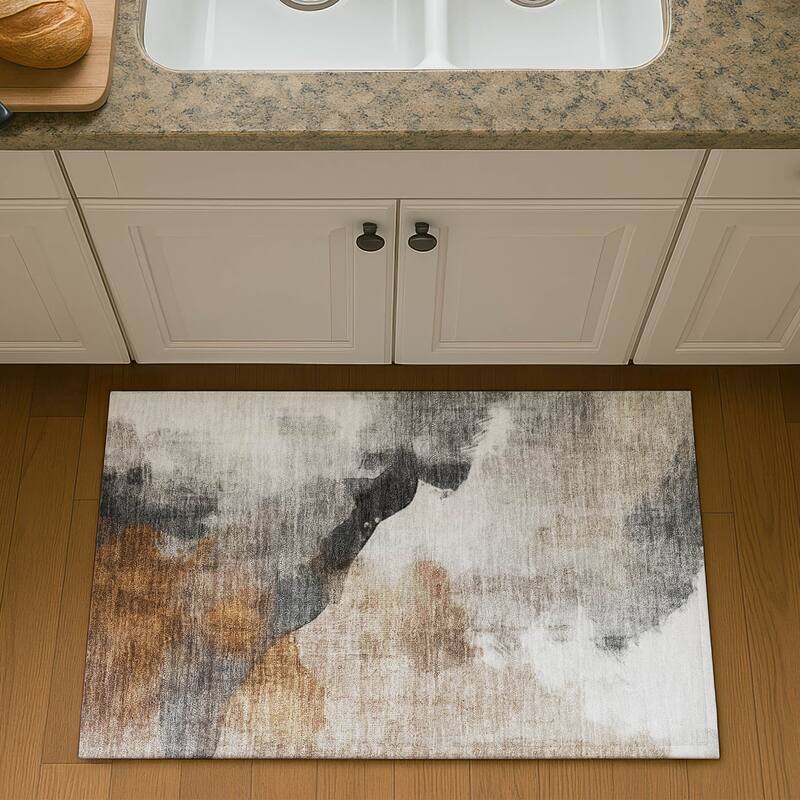 Premium Washable Super Soft Abstract Contemporary Mayfield Rug - Paprika - 1'8" x 2'6"