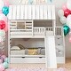 preview thumbnail 2 of 18, Twin over Twin House Bunk Bed with Trundle and Slide, Storage Staircase, Roof and Window Design, White