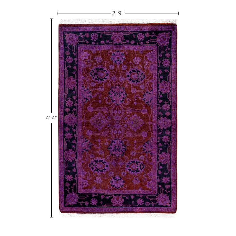 Overdyed One-of-a-Kind Hand-Knotted Area Rug - Red - 2' 9" x 4' 4"