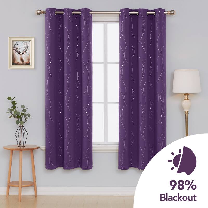 Deconovo Wave Line with Dots 42 Width Curtains Pair(2 Panel)
