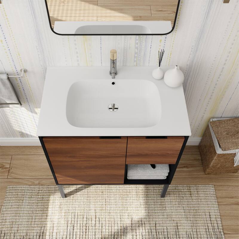 Bathroom Vanity With Sink In 30 Inch, Freestanding/Floating Bathroom Vanity with Soft Close Door and Drawer