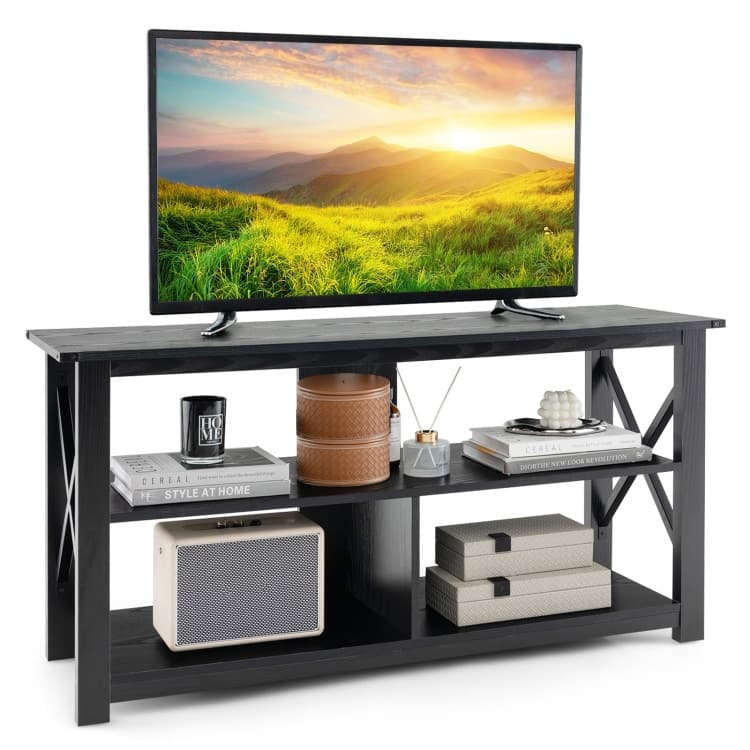 Modern Farmhouse TV Stand Entertainment Center for TV's up to 55" with Open Shelves - 47"X16"X23.5"(LXWXH)