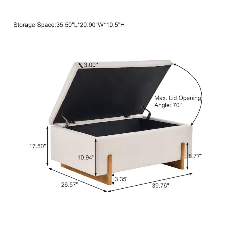 Christopher Knight Home -Luno 39.76" Modern Upholstered Hidden Storage Bench with Lift-Top Lid & Solid Wood Legs