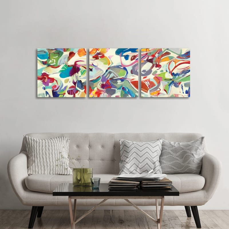 iCanvas "Boldly On" by Lisa Ridgers 3-Piece Canvas Wall Art Set - 24x72x1.5