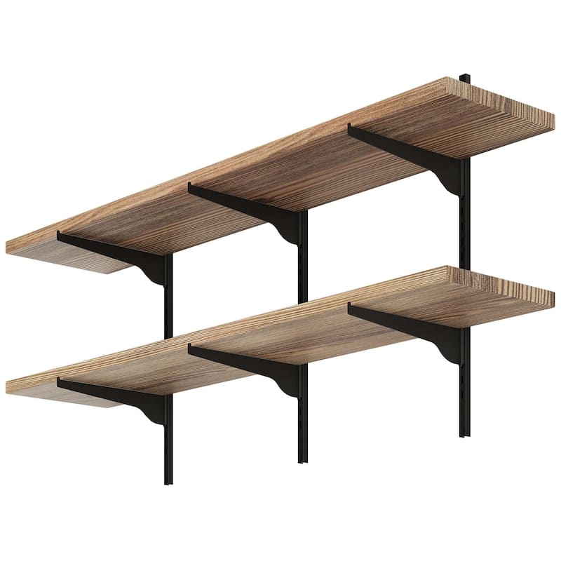 Wallniture Turin 48" Adjustable Shelf, 10" Deep Wood Floating Bookshelf, Wall Shelf Unit for Living Room, Boho, Tier Options