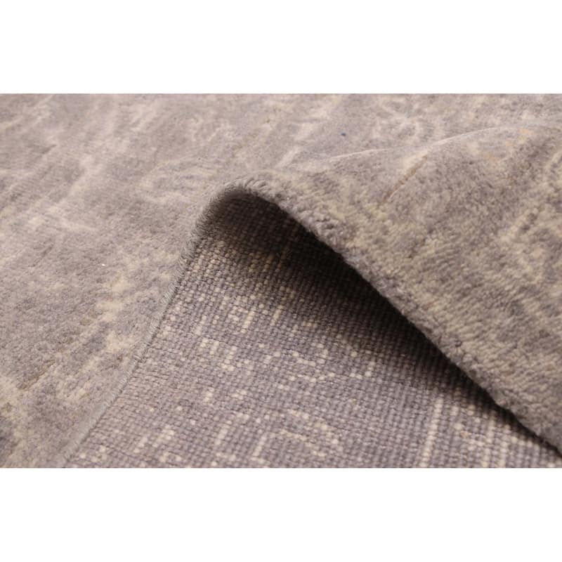 ECARPETGALLERY Hand-knotted Finest Oushak Dark Grey Wool Rug - 5'11 x 8'10