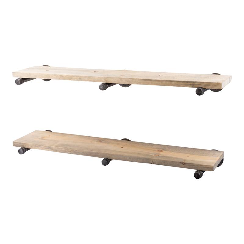 Restore Wood 36 in. Wall Shelf Straight Steel Pipe Brackets, Set of 2