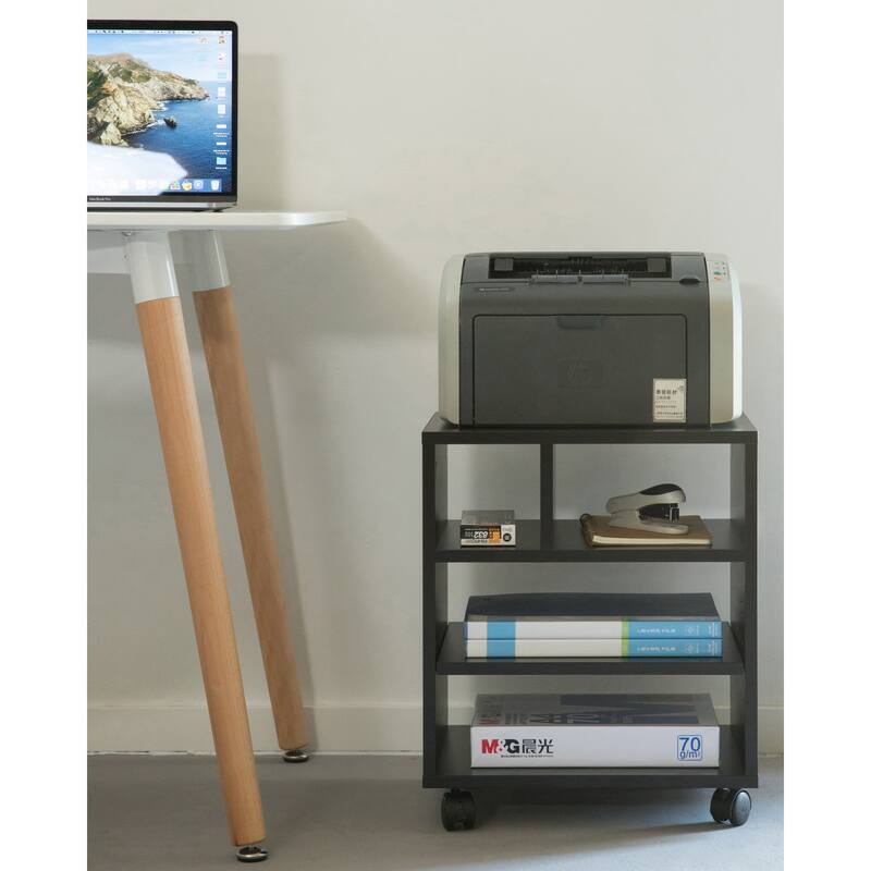 Wooden Office Storage Printer Stand with Wheels