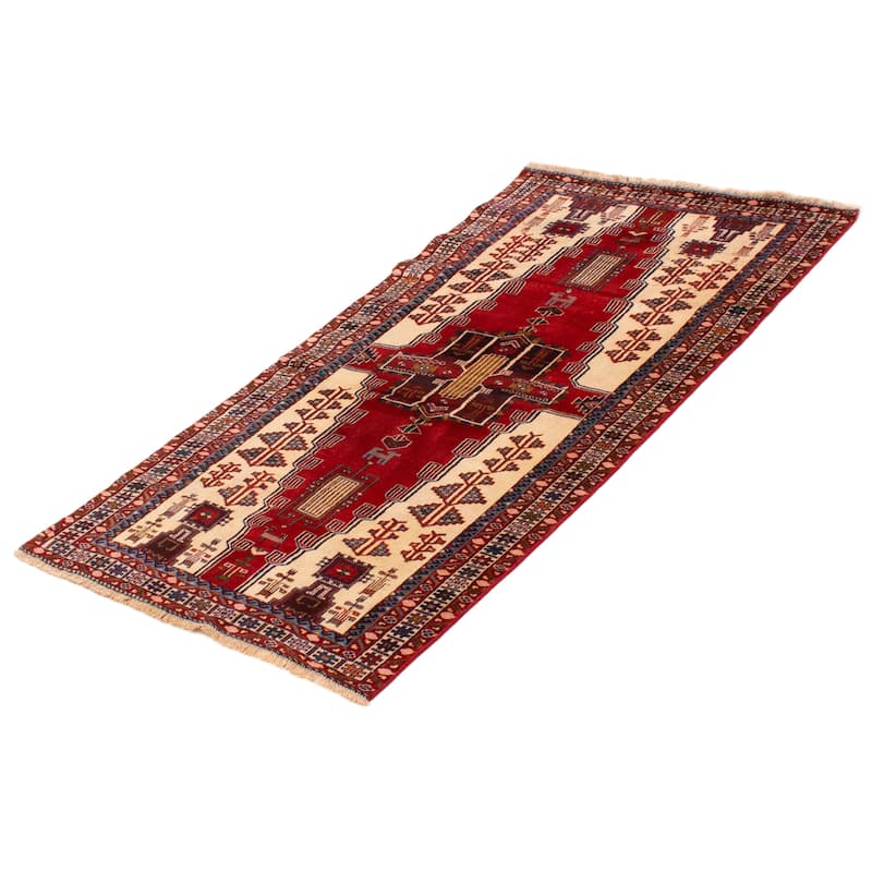 ECARPETGALLERY Hand-knotted Kayseri Vintage Red Wool Rug - 3'3 x 6'4