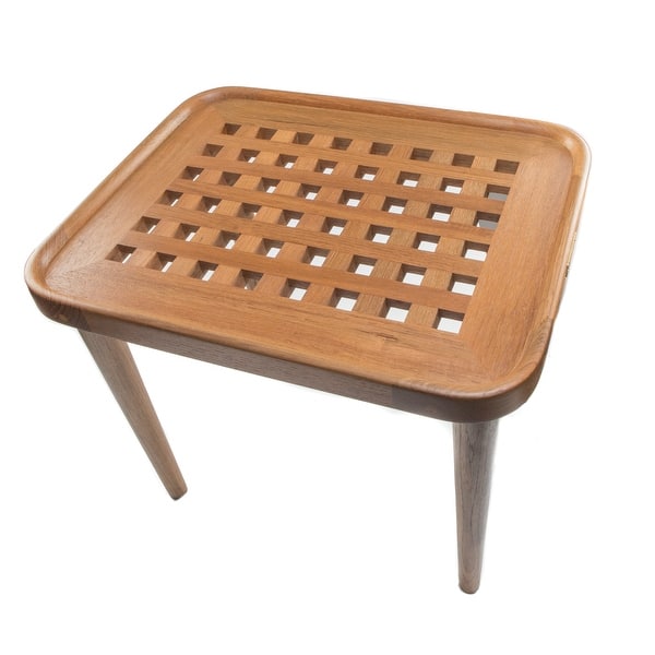 slide 2 of 6, Solid Teak Grate End Table - 20" W x 18" H x 16" D