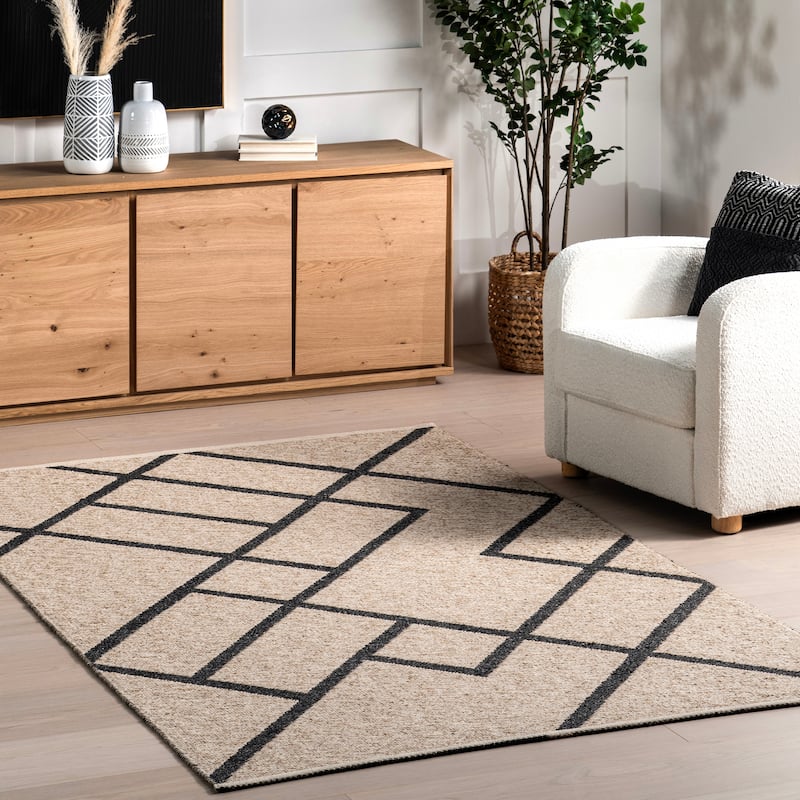 Nuloom Bronte Geometric Reversible Wool Blend Area Rug - 5' x 8' - Dark Grey