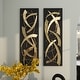 preview thumbnail 10 of 30, Gold Metal Dimensional Abstract Wall Decor with Black or White Wood Backing (Set of 2)