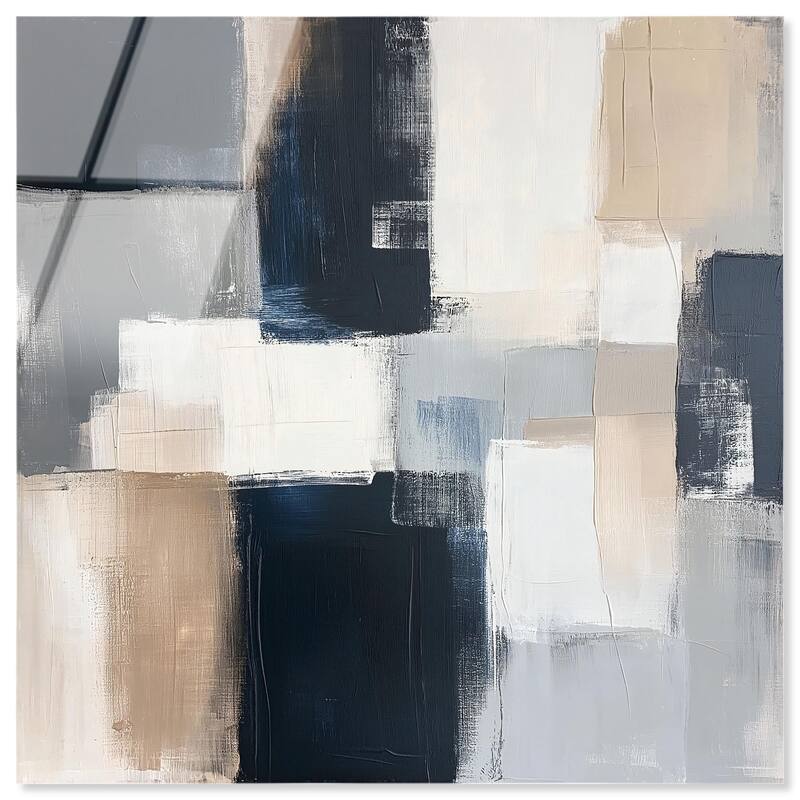 Blue and Tan Abstraction I Acrylic by Art Remedy, Ready to Hang - 40" x 40"