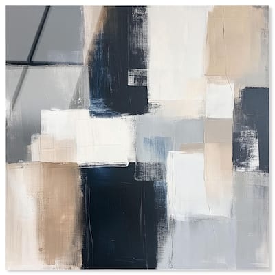 Blue and Tan Abstraction I Acrylic by Art Remedy, Ready to Hang