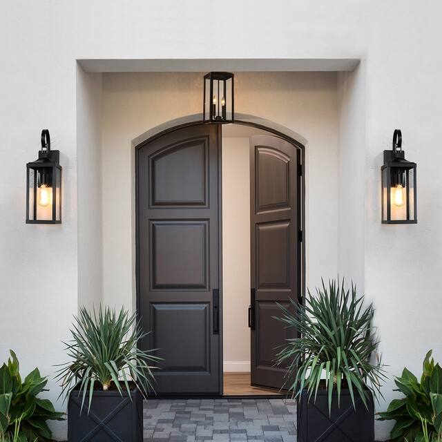 19.3"H 1-Light Medium Outdoor Bronze Exterior Wall Lantern Sconce Light - W6" x E7.2" x H19.3" - 19.3''H
