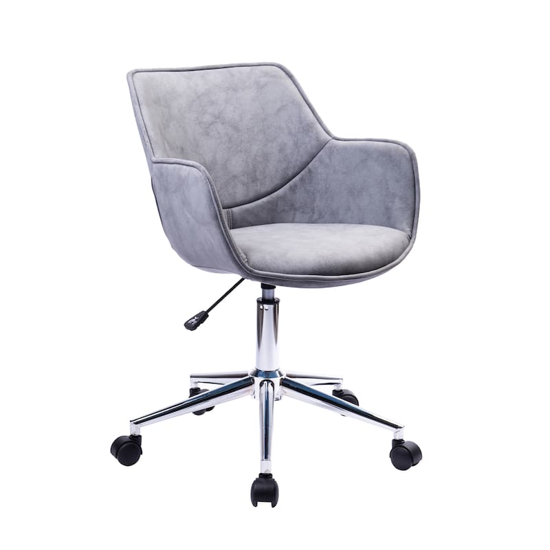 Porthos Home Xen Adjustable Office Chair, Microfiber, Chrome Base - Grey