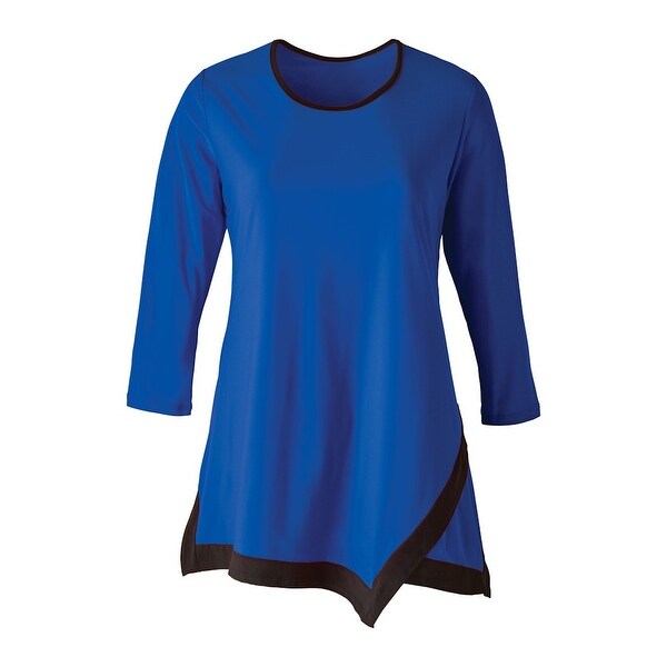 Caribe Women's Tunic Top - Emboldened Border 3/4 Sleeve Blouse